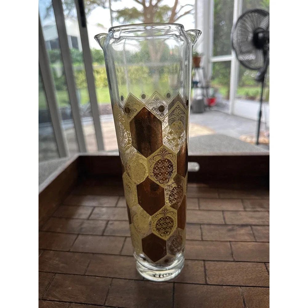 Cera Ned Harris Glass 22k MCM Cocktail Pitcher Vintage Retro EUC‎